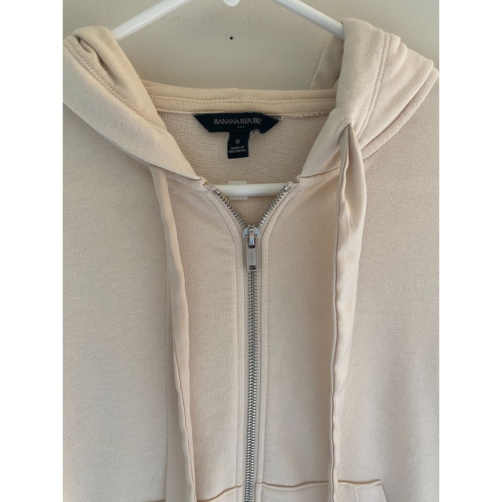 Banana Republic Hoodie Womens Small Beige Full Zip Lounge Minimalist Soft - Picture 3 of 11